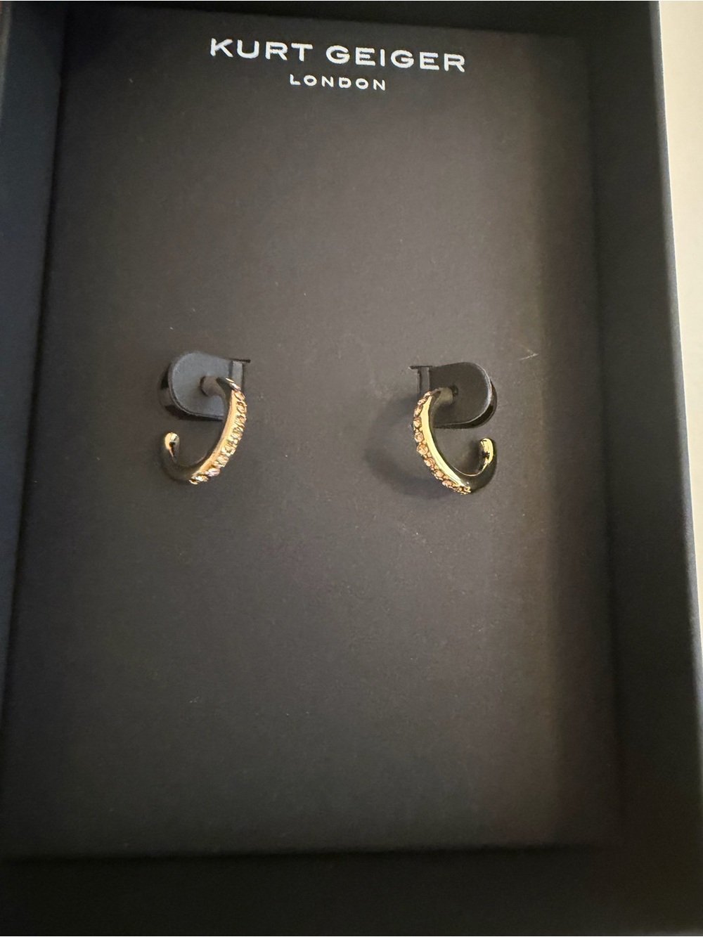 Kurt Geiger Small Pave Gold Crystal Hoop Earrings NWT